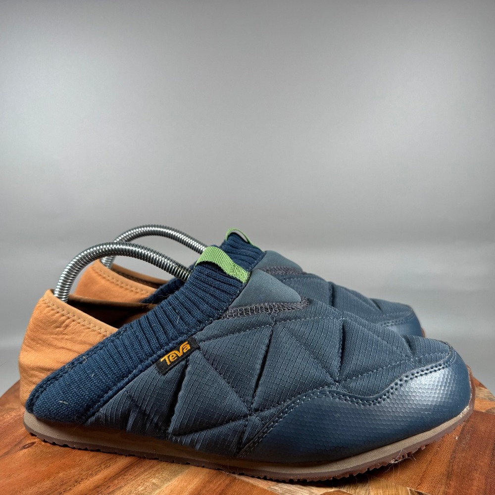 Teva ReEmber Mens Blue Tan Quilted Slip On Camp Moccasin Shoes 1125472 Size 9
